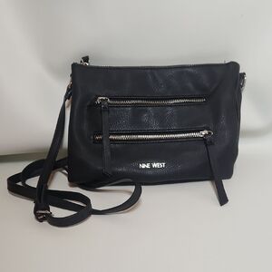 Nine West Black Crossbody Bag with Zipper Accents